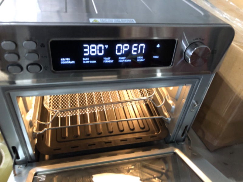 Photo 6 of **OPEN PRIOR, TESTED POWERS ON** 
COSORI Air Fryer Toaster Oven Combo, 12-in-1 Convection Ovens Countertop, Stainless Steel, Smart, 6-Slice Toast, 12-inch Pizza, with Bake, Roast, Broil, 75 Recipes&Accessories Tray, Basket, 26.4QT 25L+Air fryer stainless 