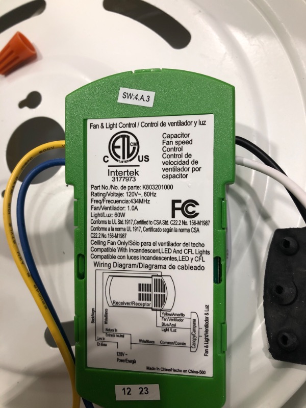 Photo 1 of **USED PRIOR** Hunter Fan Dempsey Low Profile Indoor Ceiling Fan with LED Light and Remote Control, Metal, Fresh White, 44 Inch