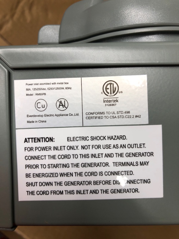 Photo 2 of 50 Amp Generator Cord and Power Inlet Box, 50 Amp Generator Cords 30 Foot,125V/250V Generator Power Cord NEMA14-50P/SS2-50R Twist Lock Connector 30FT Black+Blue