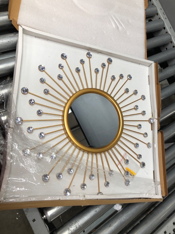 Photo 2 of **SEE NOTES**
ZOOPEEN Gold Sunburst Wall Mirror Decor for Living Room Entryway Hallway 20 Inch Sun Large Round Mirrors with Crystal Diamond 