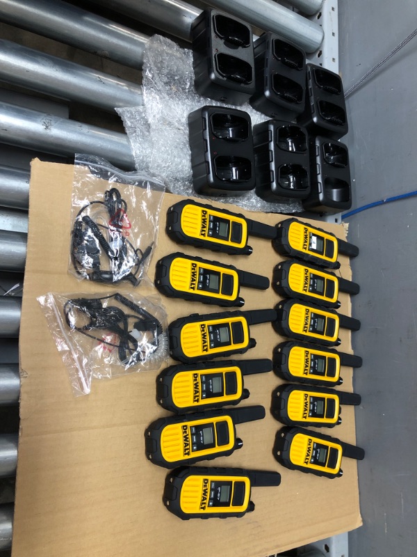 Photo 2 of DEWALT DXFRS800 2 Watt Heavy Duty Walkie Talkies with Headsets - Waterproof, Shock Resistant, Long Range & Rechargeable Two-Way Radio with VOX (6 Pack) 2 Watt 6 Pack + Headsets