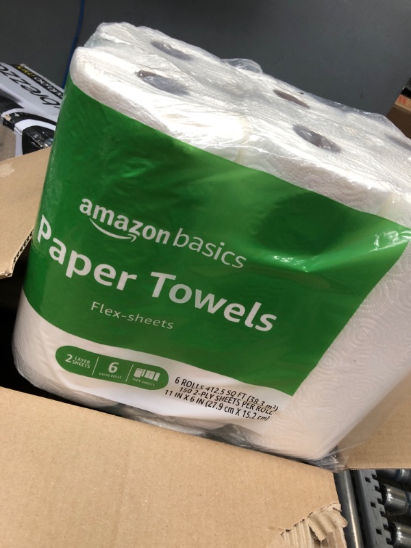 Photo 2 of Amazon Basics 2-Ply Paper Towels, Flex-Sheets, 150 Sheets per Roll, 12 Rolls (2 Packs of 6), White (Previously Solimo) 6 Count (Pack of 2)