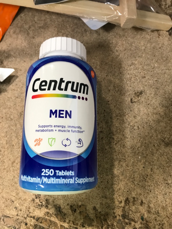 Photo 2 of Centrum Multivitamin for Men, Multivitamin/Multimineral Supplement with Vitamin D3, B Vitamins and Antioxidants, Gluten Free, Non-GMO Ingredients - 250 Count New 250 Count (Pack of 1)