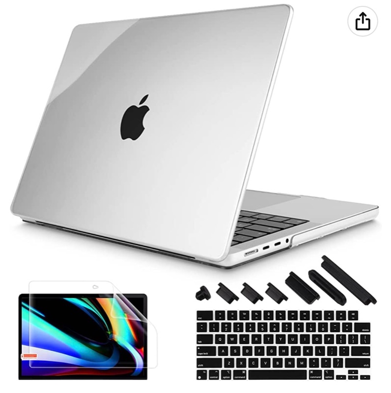 Photo 1 of Tuiklol for MacBook Pro 14 Inch Case 2021 2022 2023 Release Model A2442 A2779 M1/M2 Pro/Max with Liquid Retina XDR Display with Touch ID, Keyboard Cover Crystal Clear Hard Shell Case, Clear