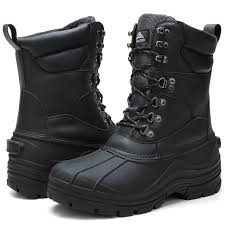 Photo 1 of Aleader Men’s Lace up Insulated Waterproof Winter Snow Boots - Black Canvas