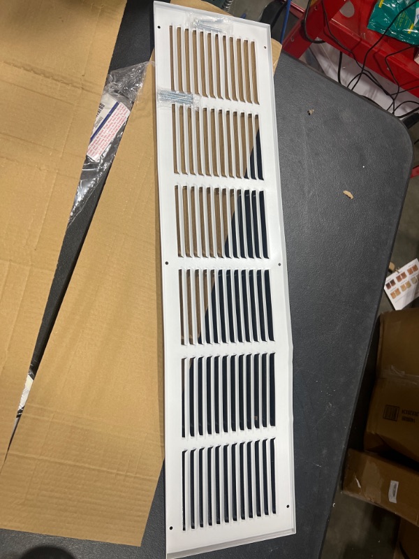 Photo 2 of 30"W x 6"H [Duct Opening Size] Steel Return Air Grille (AGC Series) Vent Cover Grill for Sidewall and Ceiling, White | Outer Dimensions: 31.75"W X 7.75"H for 30x6 Duct Opening 30"W x 6"H [Duct Opening]