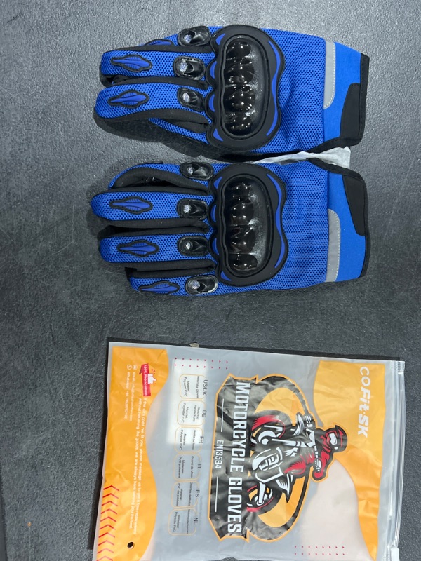 Photo 1 of COFIT Motorcycle Gloves Breathable, Touchscreen Motorbike Gloves Anti-slip with Good Grip Hard Knuckles Protection for Men Women Motocross, BMX ATV MTB Cycling, Road Racing - COLOR BLUE SIZE XL