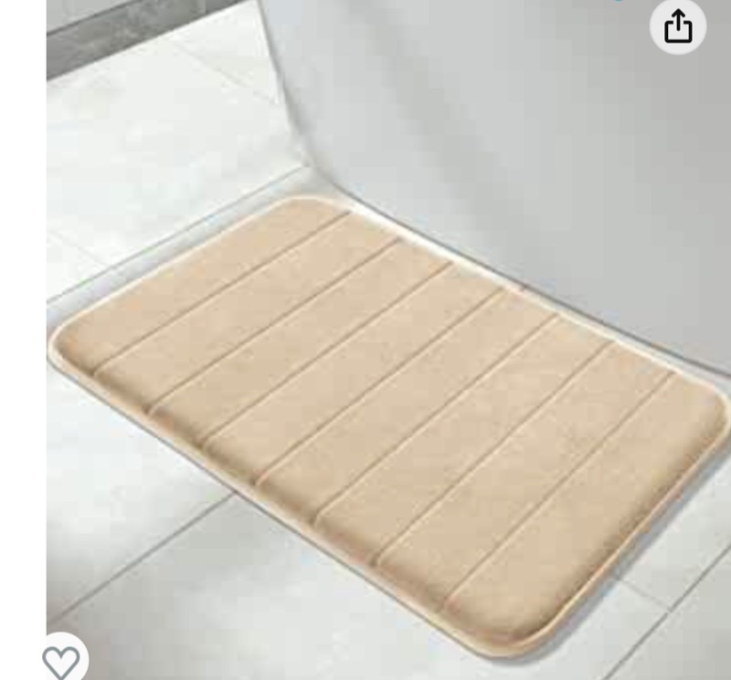 Photo 1 of Yimobra Memory Foam Bath Mat Large Size 31.5 by 19.8 Inches, Soft and Comfortable, Super Water Absorption, Non-Slip, Thick, Machine Wash, Easier to Dry for Bathroom Floor Rug, Beige