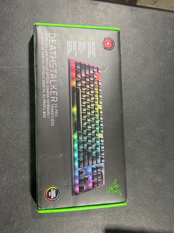 Photo 2 of Razer DeathStalker V2 Pro TKL Wireless Gaming Keyboard: Low-Profile Optical Switches - Linear Red - HyperSpeed Wireless & Bluetooth 5.0-50 Hr Battery - Ultra-Durable Coated Keycaps - Chroma RGB Linear Optical Switch Keyboard DeathStalker V2 Pro TKL