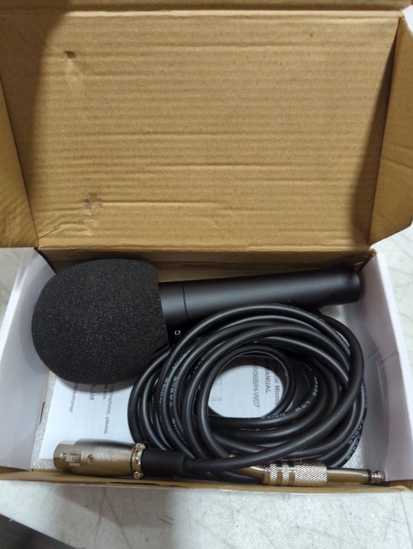 Photo 2 of HOTEC Premium Vocal Dynamic Handheld Microphone with 19ft Detachable XLR Cable and ON/Off Switch (Metal Black) (H-W07)