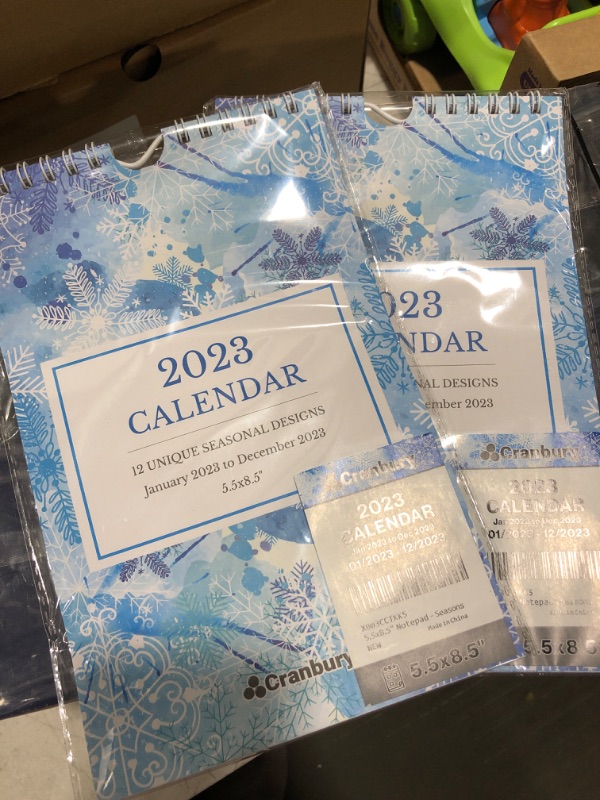 Photo 2 of 2 pack -CRANBURY Mini Wall Calendar 2023 - (Seasons), Cute 5.5x8.5 Small Notepad Calendar, Little Wall Calendar 2023 for Desk, Fridge, or Bulletin Board, Includes Stickers for Calendars

