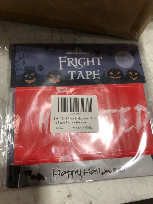 Photo 2 of 3 Pack Halloween Caution Tape Non-adhesive Warning Fright Tape Roll Creepy Scary Keep Out Haunted House Decorations for Halloween Party Decorations Outdoor Decor 3 Inch x 70 Feet
