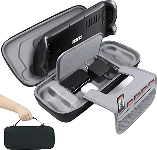 Photo 1 of amFilm Carrying Case for Steam Deck, Large Storage Travel Carrying Bag for Steam Deck Console & Accessories, Designed for Steam Deck 2021 & 2022 64 GB / 256 GB NVMe / 512 GB NVMe Model, Black
