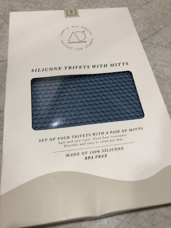 Photo 1 of AD Silicone Trivet Mat Kitchen Tool Set: Easy to Wash & Dry Multi- Purposed Drying Hot Pads, Heat Resistance Pot Holders That are Non Slip, Flexible, Dishwasher Safe (2 Mitts + 2 Circles + 2 Squares)
