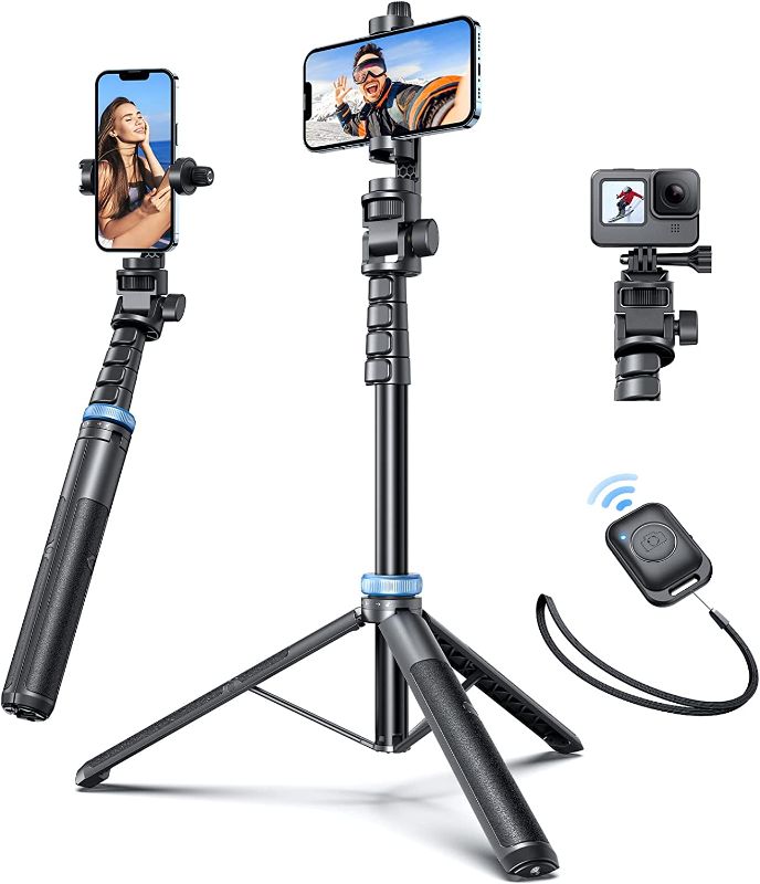 Photo 1 of ?????? iPhone Tripod, ANGFLY 60" Selfie Stick Tripod with Remote, Travel GoPro Tripod for iPhone Compatible with iPhone 14 Pro Max /13 Pro / 12 Pro Max/Samsung S21 Ultra/GoPro/Camera
