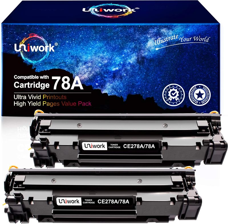 Photo 1 of Uniwork Compatible Toner Cartridge Replacement for HP 78A CE278A Compatible with Laserjet Pro P1606dn, M1536dnf, P1566, P1560, P1606, M1536 Printer Tray (2 Black)
