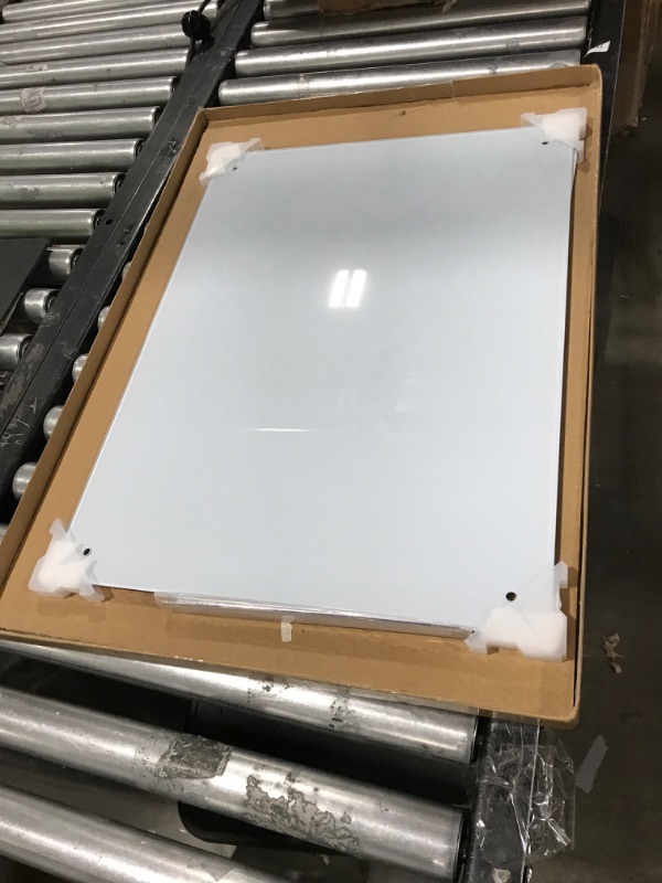 Photo 1 of Glass Magnetic Dry Erase Board, 24''x18'' Large White Glass Board Hanging Mount Frameless Whiteboard with 1 Pen Tray - for Home Office School Normal White 24 x 18 Inches