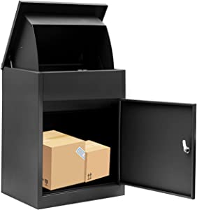 Photo 1 of Yoocabinet Package Delivery Boxes for Outside, Extra Large Mailbox for Parcel, Galvanized Steel Parcel Mailbox, Wall Mounted Lockable Anti-Theft for Porch,Curbside,Black-BG002B
LID HINGE IS DETACHED/BROKEN