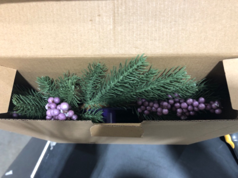 Photo 2 of [Safety Fire Retardant] Christmas Purple Advent Wreath Decoration, Realistic Spruce Christmas Centerpiece with 4 Candle Holder Pinecone 6 Berry Advent Decor for Table Holiday Home Church (No Candles)