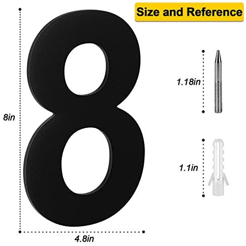 Photo 1 of 8 Inch Black Modern Metal House Numbers Floating Large Address House Number Stainless Steel Outside House Number 8