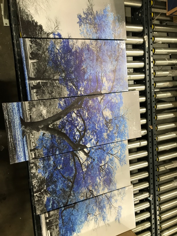 Photo 1 of 5 PANEL BLUE TREE PICTURE 