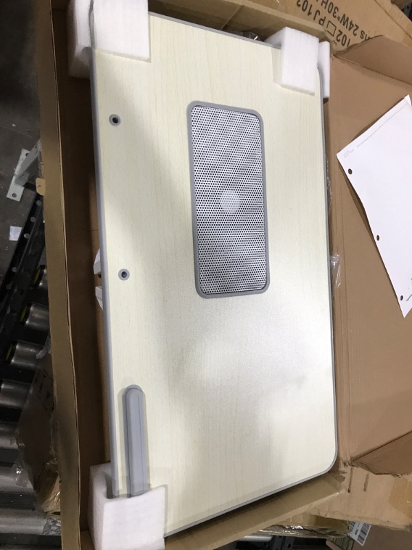 Photo 1 of Slendor Laptop Desk Adjustable Laptop Stand Foldable Bed Table Portable Lap Desk Folding Notebook Stand Reading and Writing Holder Breakfast Tray with Drawer and Cooling Fan for Bed Couch Sofa Floor Medium Wood