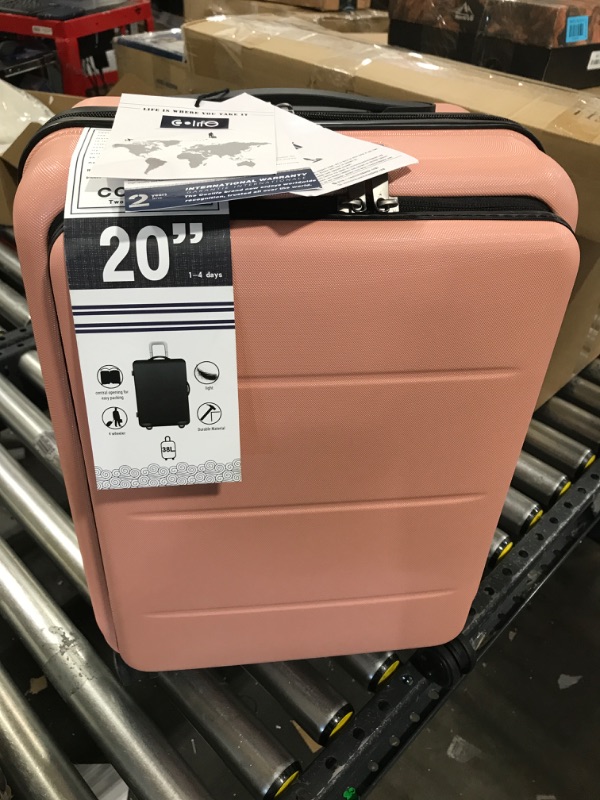 Photo 1 of COOLIFE Luggage Suitcase Piece Set Carry On ABS+PC Spinner Trolley with pocket Compartmnet Weekend Bag (Sakura pink
