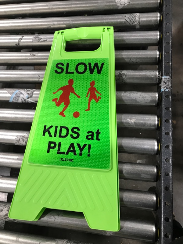 Photo 1 of Children at Play Safety Signs For Street Kids at Play Signs For Street Slow Down Signs For Neighborhoods Kids Playing Reflective Caution Sign Green