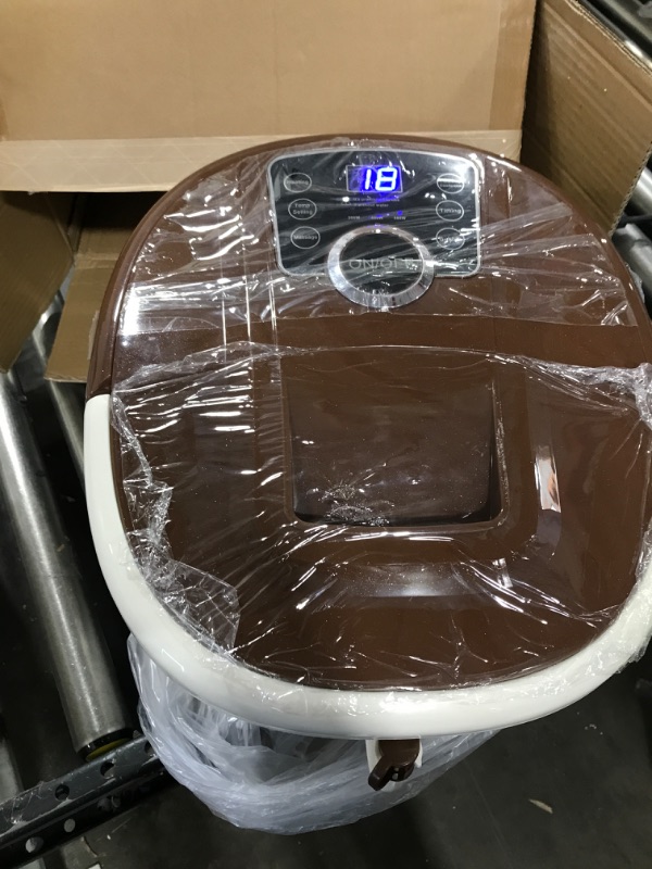 Photo 1 of Foot Spa Bath Massager with Heat,16 Pedicure Spa Motorized Shiatsu Roller Massage Feet, Frequency Conversion, O2 Bubbles, Adjustable Time & Temperature,LED Display Brown