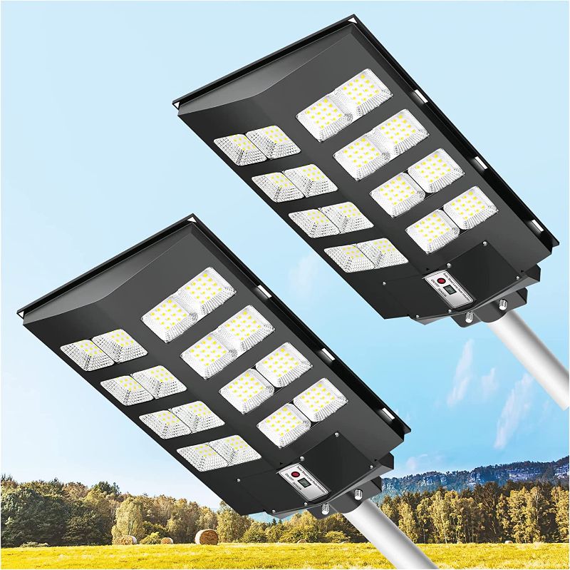 Photo 1 of 800W Solar Street Lights Outdoor Waterproof, 80000LM High Brightness Dusk to Dawn LED Lamp, with Motion Sensor and Remote Control, for Parking Lot, Yard, Garden,