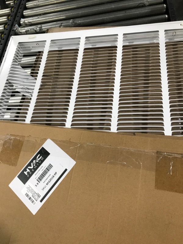 Photo 2 of 25" X 18" Steel Return Air Filter Grille for 1" Filter - Easy Plastic Tabs for Removable Face/Door - HVAC DUCT COVER - Flat Stamped Face -White [Outer Dimensions: 26.75w X 19.75h]