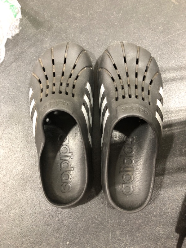 Photo 3 of adidas Unisex-Adult Adilette Clog Slide Sandal 11 Women/10 Men Core Black/Silver Metallic/Core Black