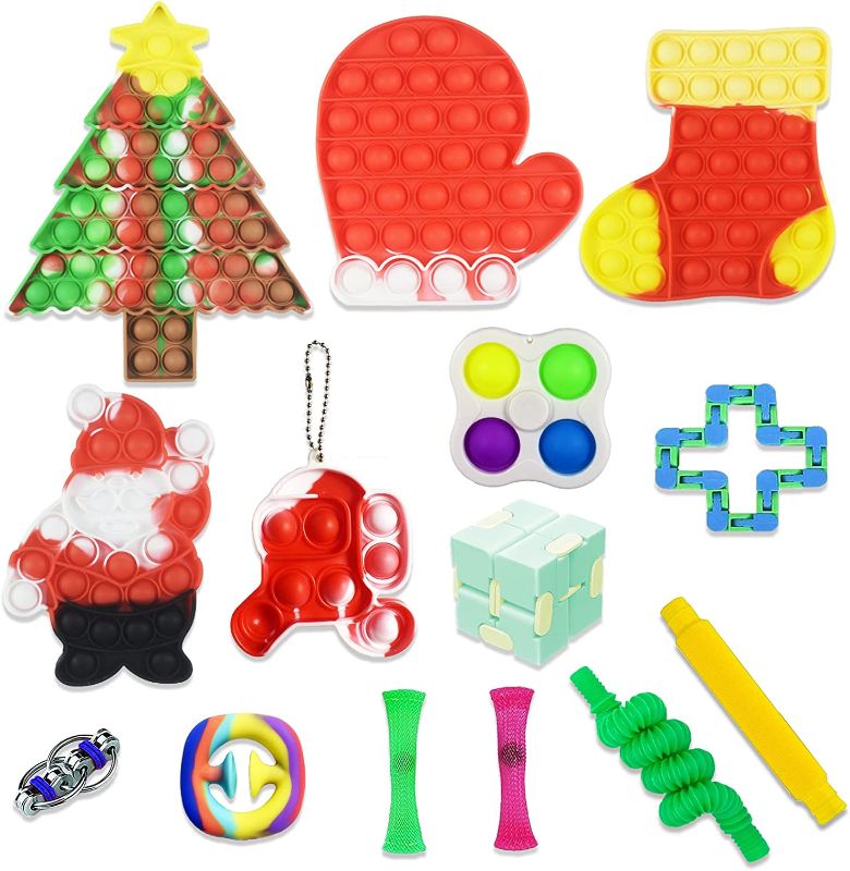 Photo 1 of ?14 Pcs? Pop Christmas Push Bubble Sensory Fidget Toys Fidget Popper Tie Dye Christmas Pop Gift for Kids Christmas Set for Kids Adults 