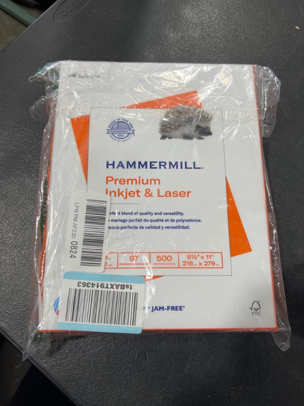 Photo 2 of Hammermill Printer Paper, Premium Inkjet & Laser Paper 24 Lb, 8.5 x 11 - 1 Ream (500 Sheets) - 97 Bright, Made in the USA, 166140R 1 Ream | 500 Sheets 24 lb Ink - Laser