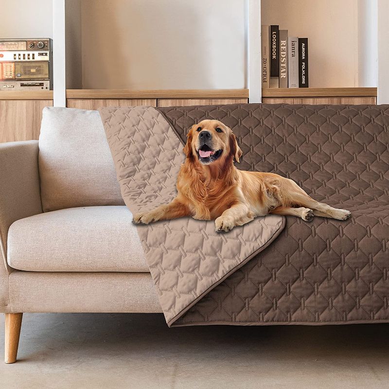 Photo 1 of 100% Double-Sided Waterproof Dog Bed Cover Pet Blanket Sofa Couch Furniture Protector for Kids Children Dog Cat, Reversible (70x82 Inch (Pack of 1), Dark Grey/Light Grey) 