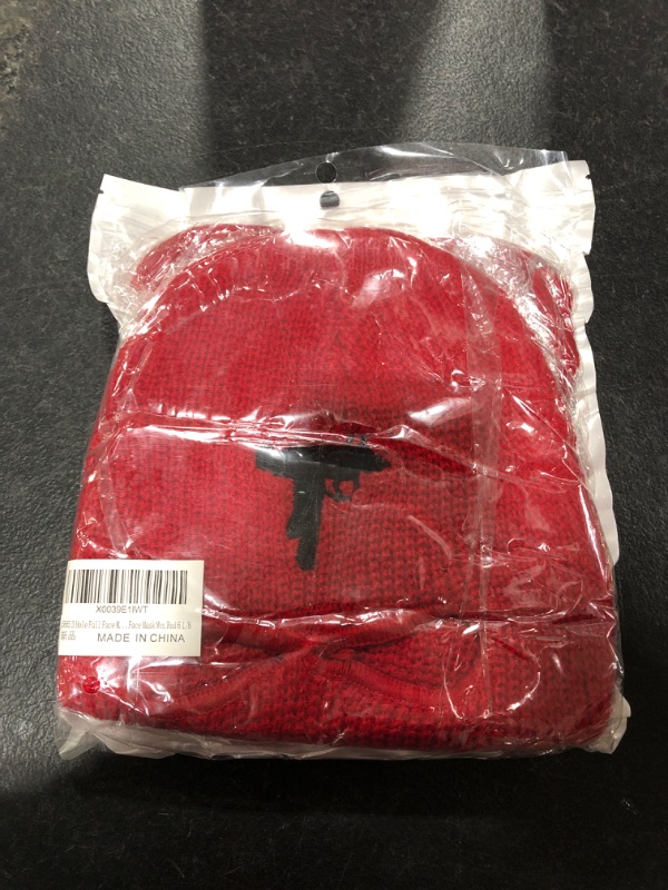 Photo 2 of 5665 3 Hole Full Face Mask Winter, Outdoor Sports Full Face Cover, Knitted Balaclava Face Mask Men Red 6 1/8