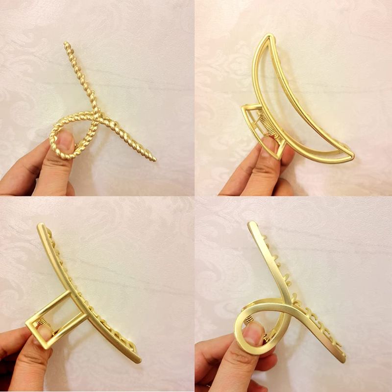 Photo 1 of 4 Pieces Gold Hair Claw Clips,No Slip Claw Clip,Large Barrettes, Hair Styling Accessories for Girls Women (Gold Matte Finish)
