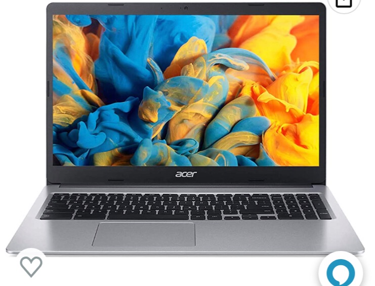 Photo 1 of Acer 2022 15inch HD IPS Chromebook, Intel Dual-Core Celeron Processor Up to 2.55GHz, 4GB RAM, 32GB Storage, Super-Fast WiFi Up to 1300 Mbps, Chrome OS-(Renewed) (Dale Silver