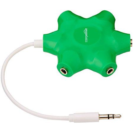 Photo 1 of Basics 5-Way Multi Headphone Audio Splitter Connector, Neon Green
