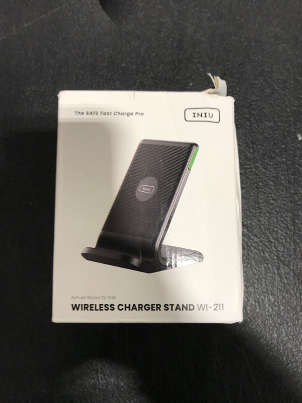 Photo 2 of INIU Wireless Charger, 15W Fast Wireless Charging Station with Sleep-Friendly Adaptive Light Compatible with iPhone 14 13 12 Pro XR XS 8 Plus Samsung Galaxy S23 S22 S21 S20 Note 20 10 Google LG etc