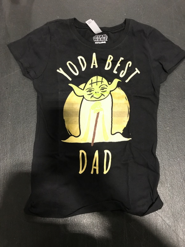 Photo 2 of [Size 7/8] STAR WARS Best Dad Yoda Says Girls Short Sleeve Tee Shirt -Black