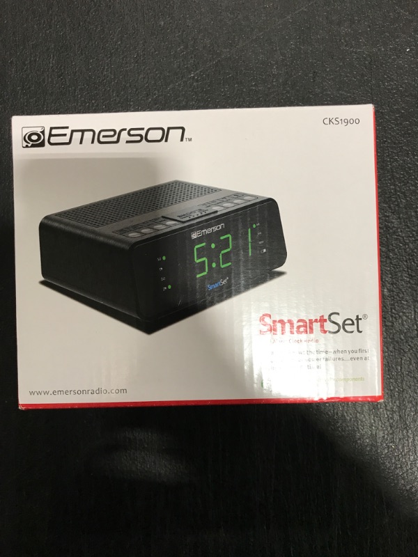 Photo 2 of Emerson SmartSet Alarm Clock Radio with AM/FM Radio, Dimmer, Sleep Timer and .9" LED Display, CKS1900 (Black)