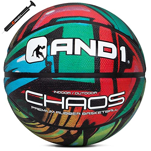 Photo 1 of AND1 Chaos Basketball: Official Regulation Size 7 (29.5 Inches) Rubber - Deep Channel Construction Streetball, Made for Indoor Outdoor Basketball Game
