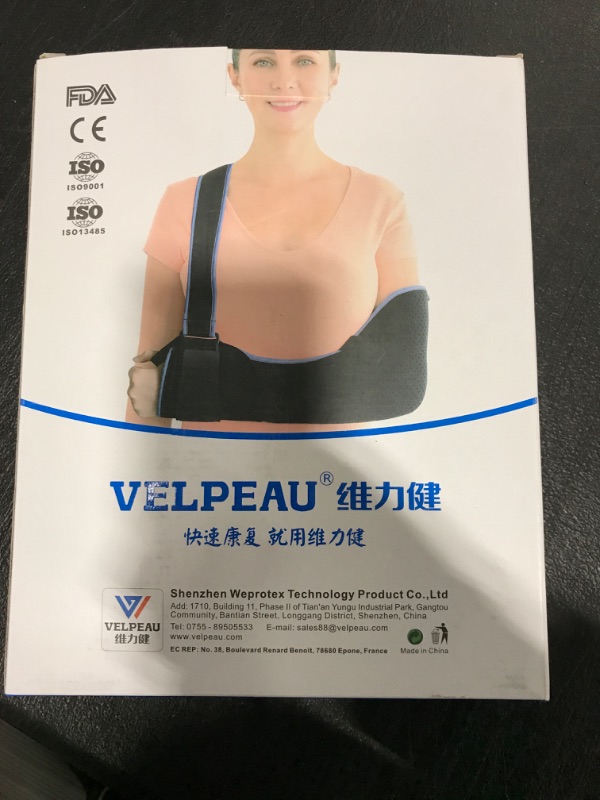 Photo 2 of [Size XXL] VELPEAU Arm Sling Shoulder Immobilizer - Rotator Cuff Support Brace - Comfortable Medical Sling for Shoulder Injury, Left and Right Arm, Men and Women, for Broken, Dislocated, Fracture, Strain 