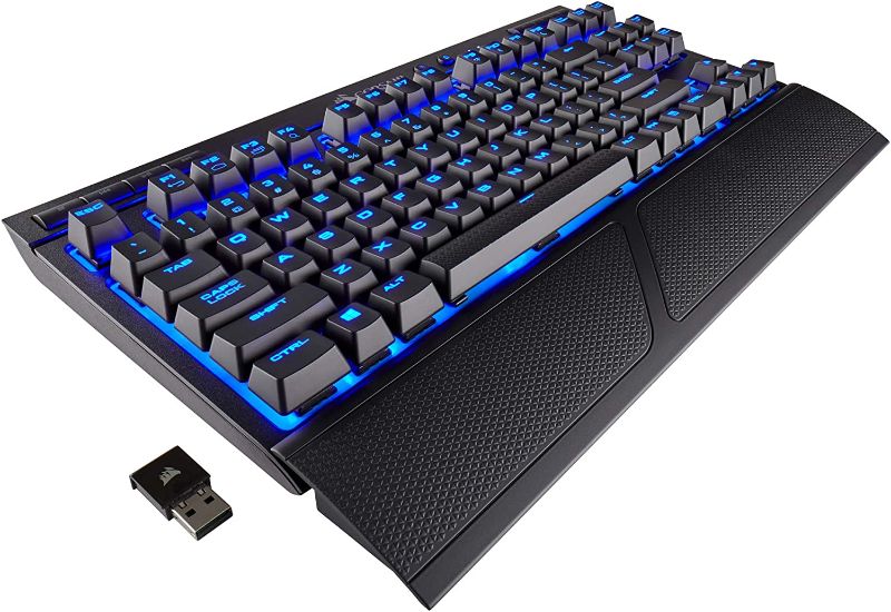 Photo 1 of Corsair K63 Wireless Mechanical Gaming Keyboard, Backlit Blue LED, Cherry MX Red - Quiet & Linear & Dark Core RGB Pro SE