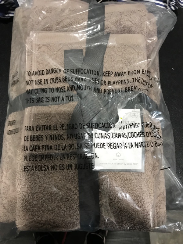 Photo 1 of 6pk Textured Bath Towel Set Brown - Threshold Beige