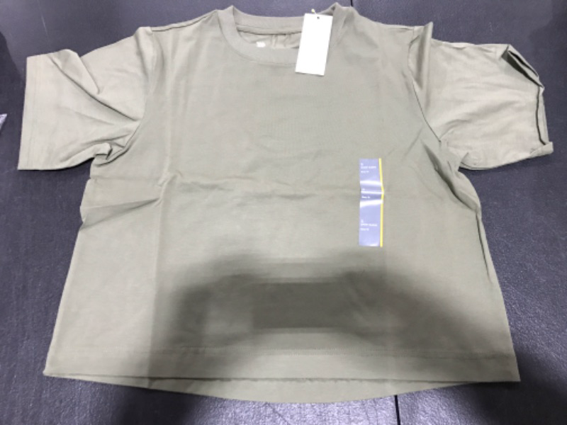 Photo 2 of [Size S] Olive Green Supima Cotton Cropped Active Short Sleeve Top - Small
