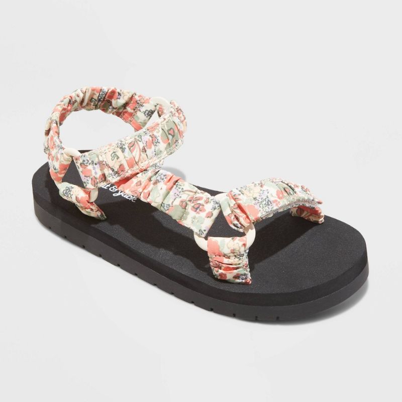 Photo 1 of [Size 2] Girls' Mae Ankle Quarter Sandals - Cat & Jack™ Flowers
