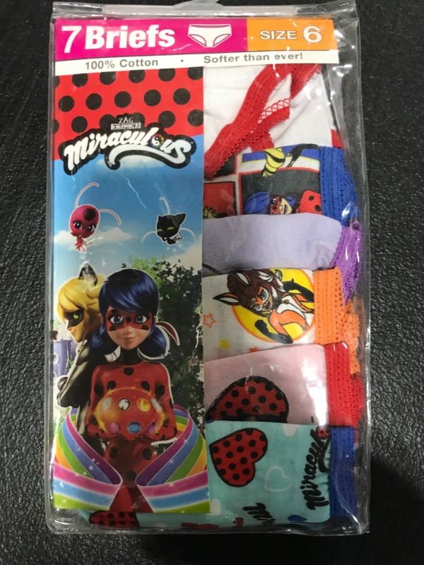 Photo 2 of [Size 6] Girls Miraculous Lady Bug 7pk Underwear 