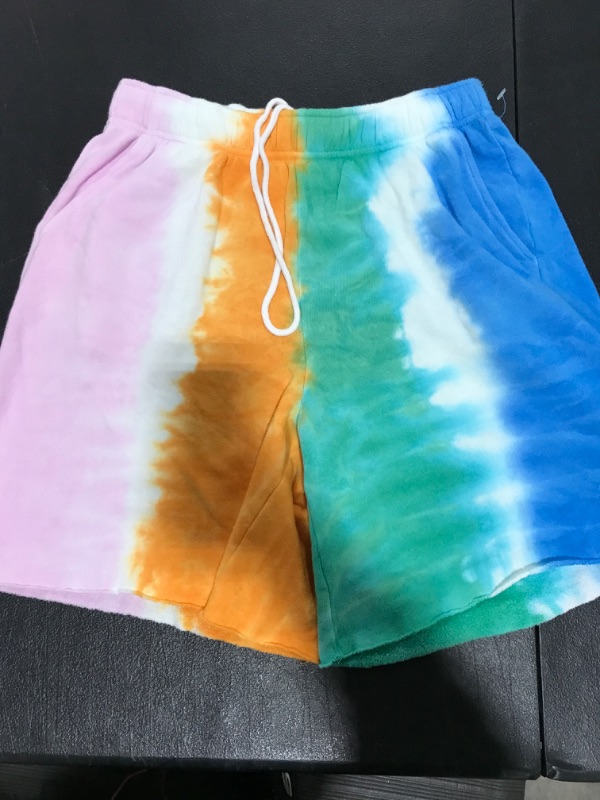 Photo 2 of [Size M] Wild Fable High-Rise Fleece Bermuda Shorts - Medium Multicolor Tie-dye